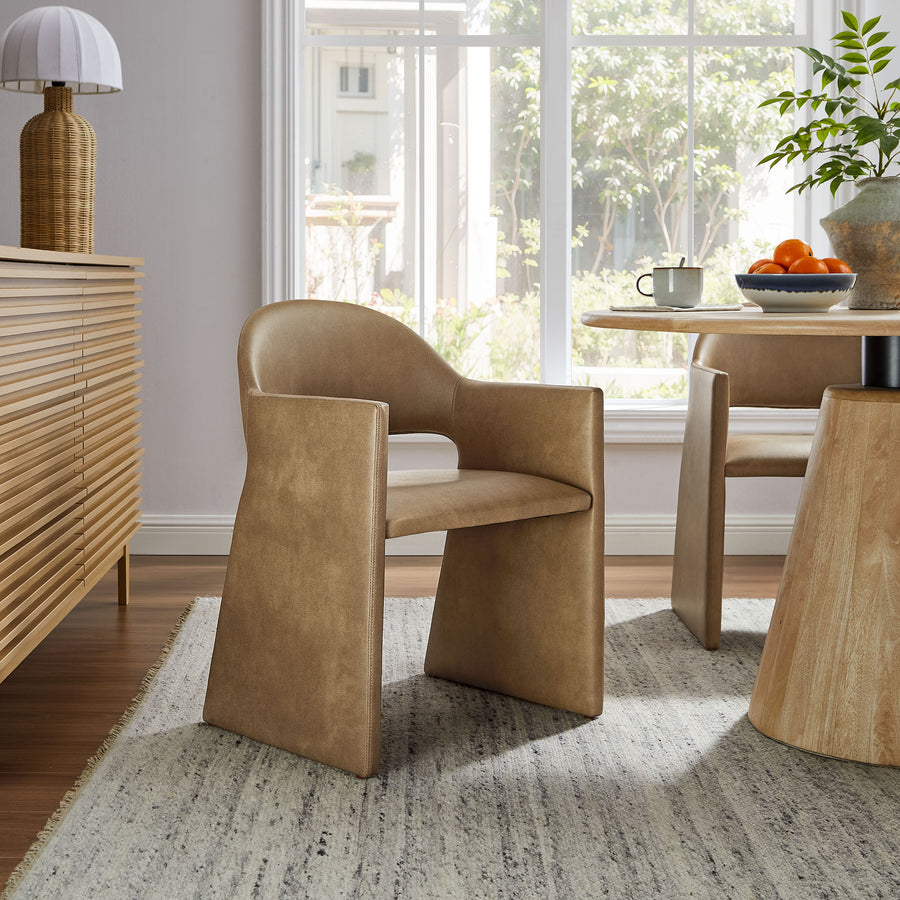 Quartz Vegan Leather Dining Armchair in Toast