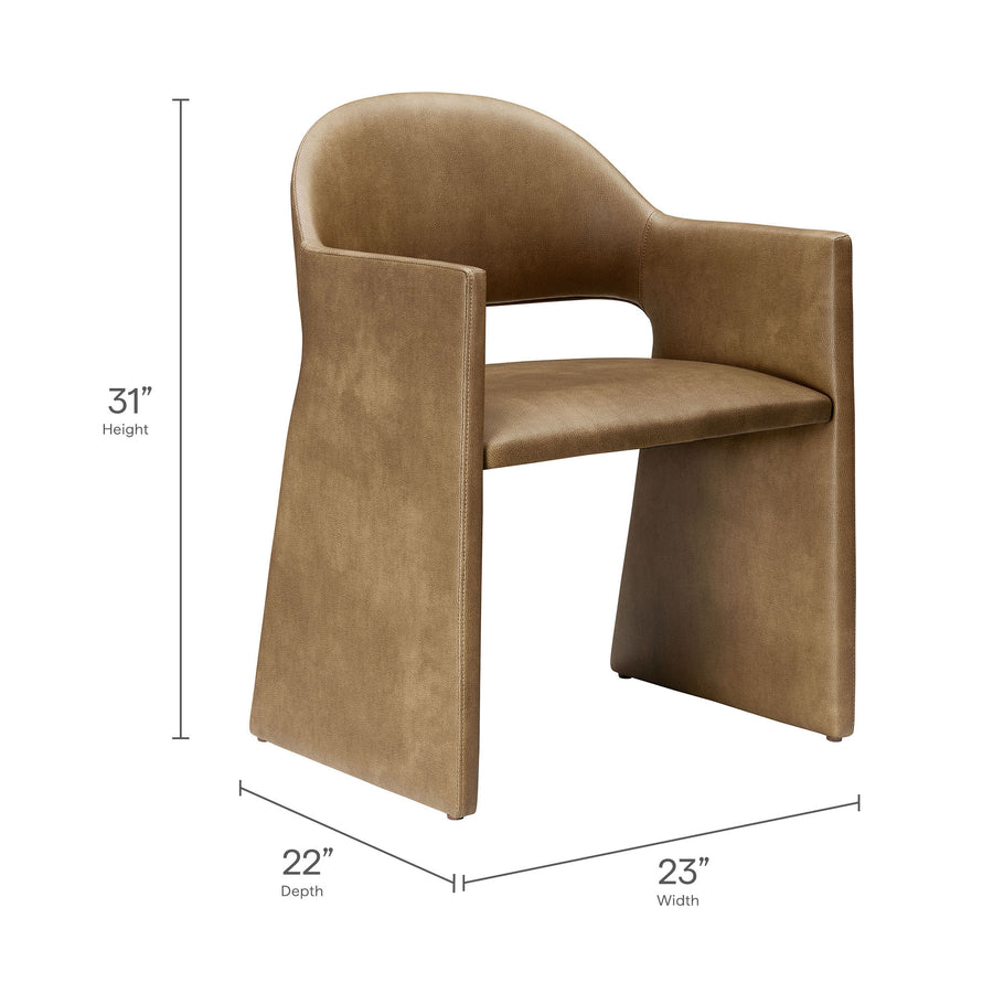 Quartz Vegan Leather Dining Armchair in Toast