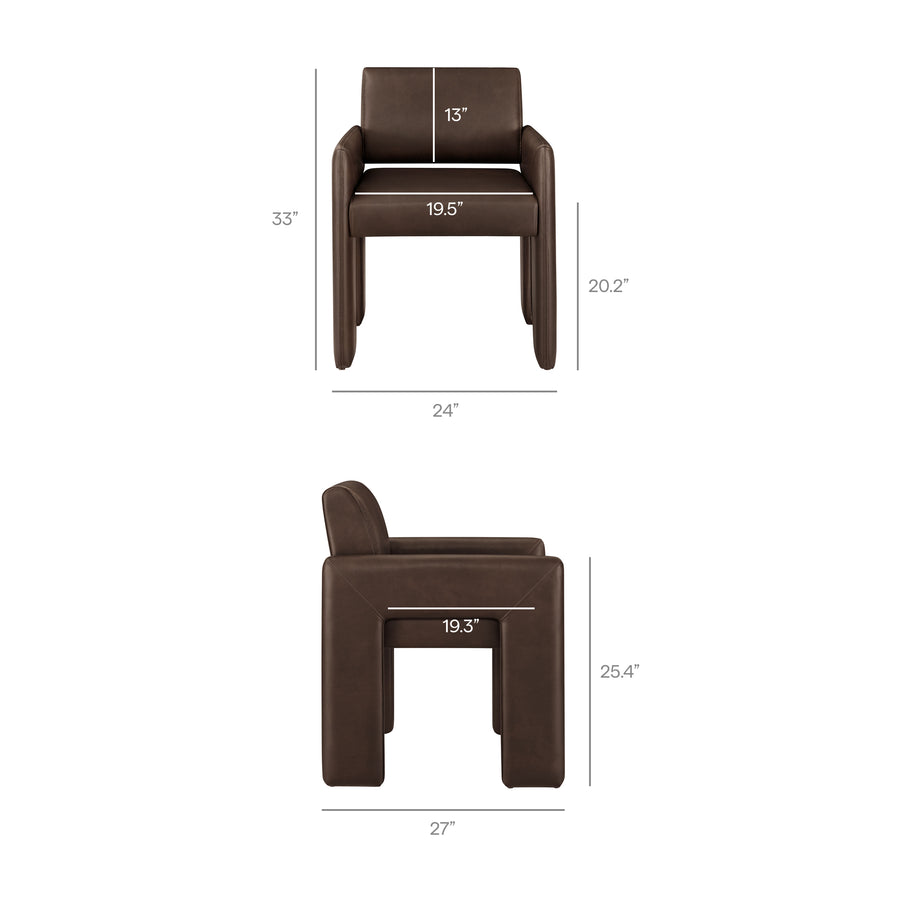Myrtle Vegan Leather Dining Armchair in Espresso