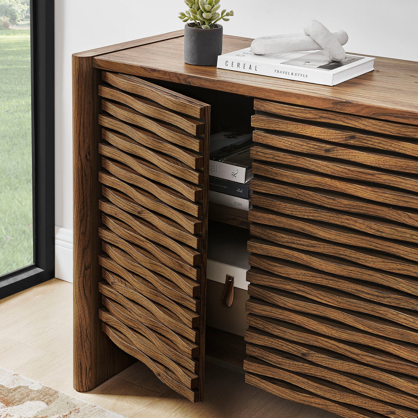 Emric Wave Accent Cabinet by Furniture For America
