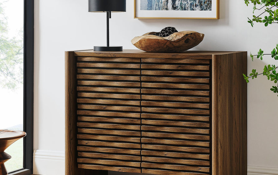 Sol Wave Accent Cabinet in Walnut