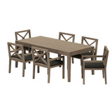 Roan 7-Piece Outdoor Patio Teak Wood Dining Set in Weathered Gray Flint