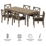 Roan 7-Piece Outdoor Patio Teak Wood Dining Set in Weathered Gray Flint