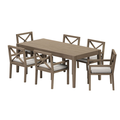 Northlake 7-Piece Outdoor Patio Teak Wood Dining Set by Furniture for America
