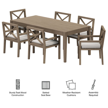 Northlake 7-Piece Outdoor Patio Teak Wood Dining Set by Furniture for America