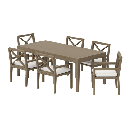 Northlake 7-Piece Outdoor Patio Teak Wood Dining Set by Furniture For America