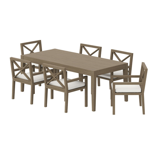 Northlake 7-Piece Outdoor Patio Teak Wood Dining Set by Furniture For America