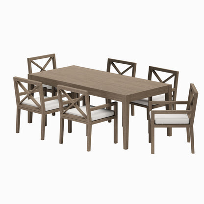 Northlake 7-Piece Outdoor Patio Teak Wood Dining Set by Furniture For America