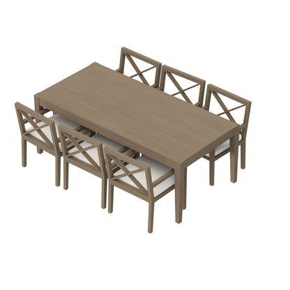Northlake 7-Piece Outdoor Patio Teak Wood Dining Set by Furniture For America