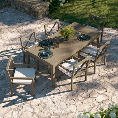 Northlake 7-Piece Outdoor Patio Teak Wood Dining Set by Furniture For America