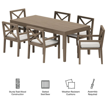 Northlake 7-Piece Outdoor Patio Teak Wood Dining Set by Furniture For America