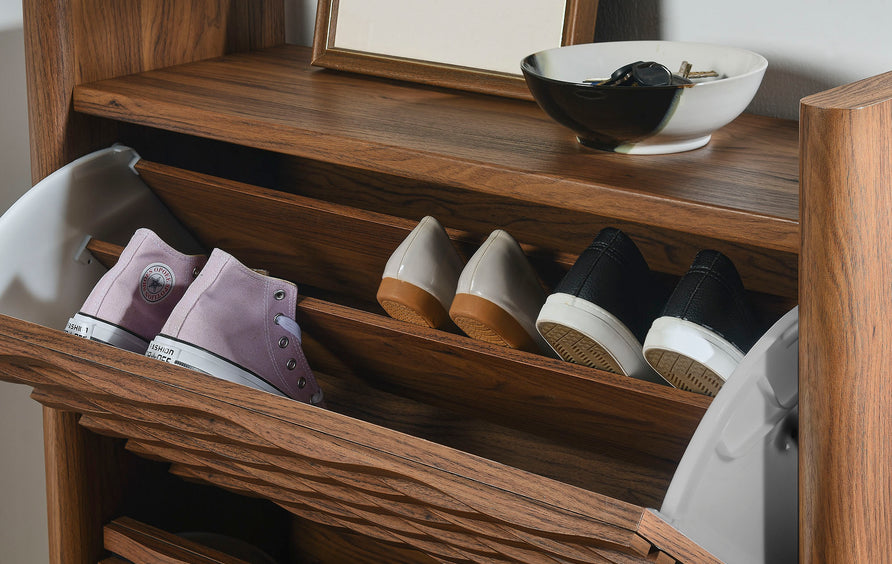 Sol Wave Shoe Cabinet in Walnut