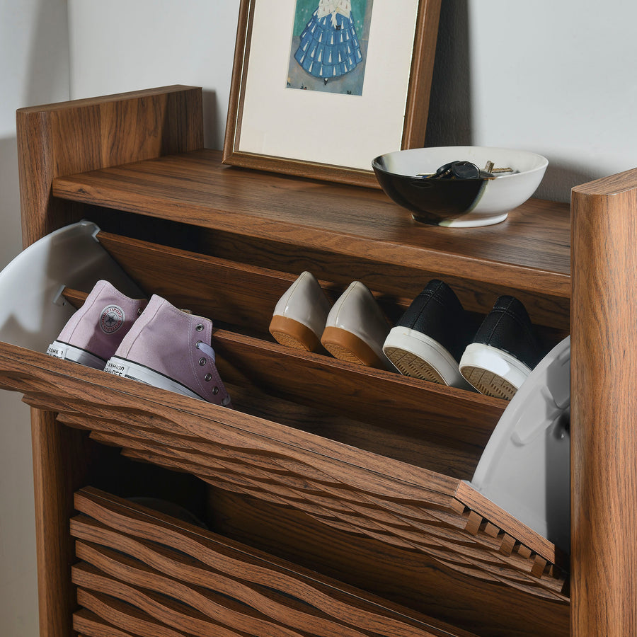 Sol Wave Shoe Cabinet in Walnut