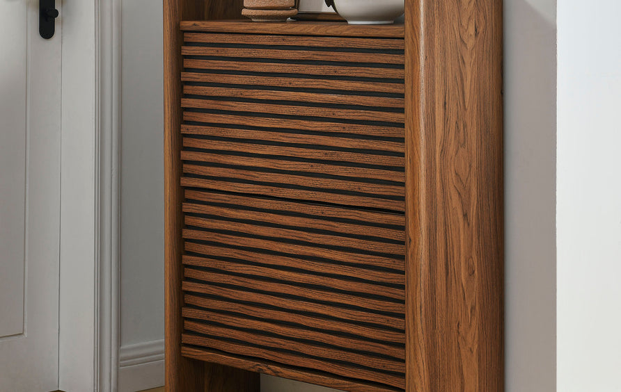 Sol Wave Shoe Cabinet in Walnut