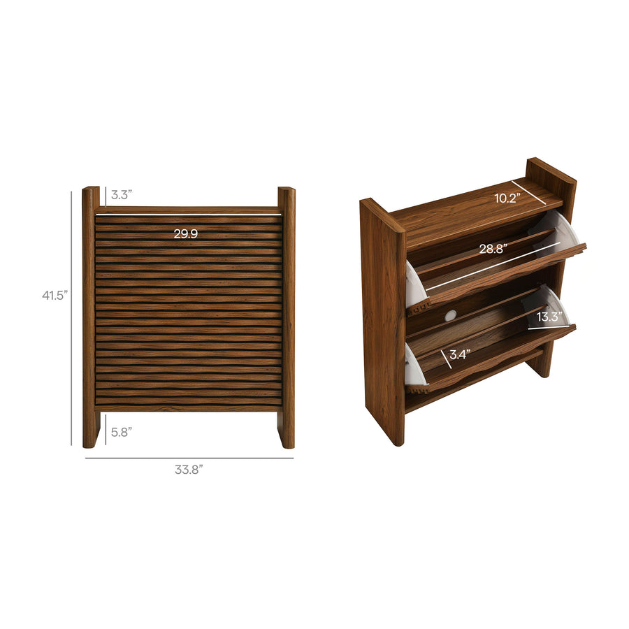 Sol Wave Shoe Cabinet in Walnut