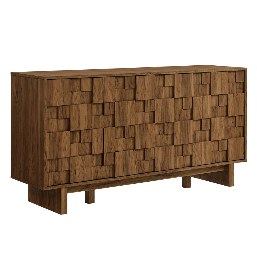Hammerfest 59 Inch 4 Door Geometric Sideboard in Walnut