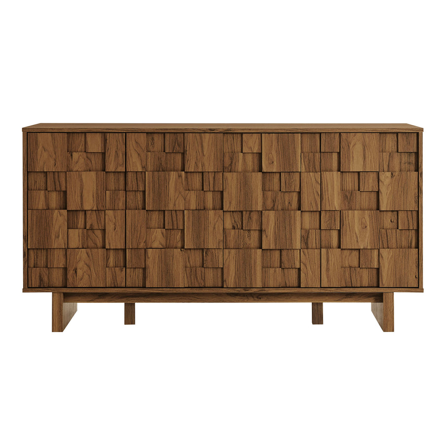 Hammerfest 59 Inch 4 Door Geometric Sideboard in Walnut