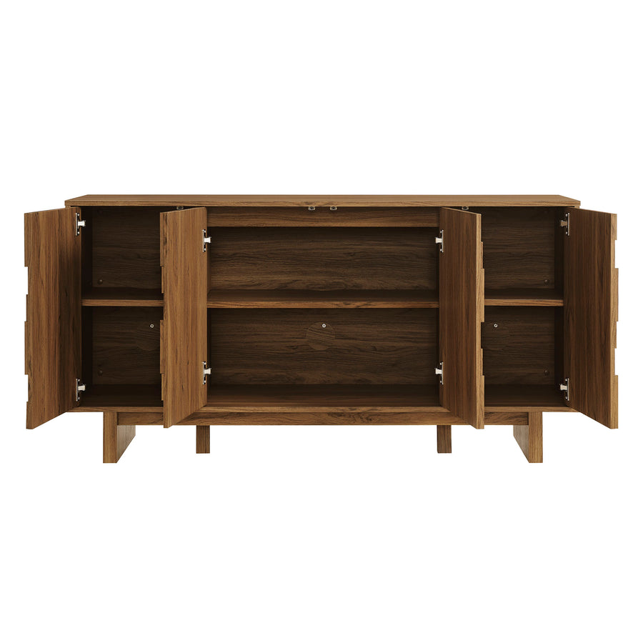 Hammerfest 59 Inch 4 Door Geometric Sideboard in Walnut