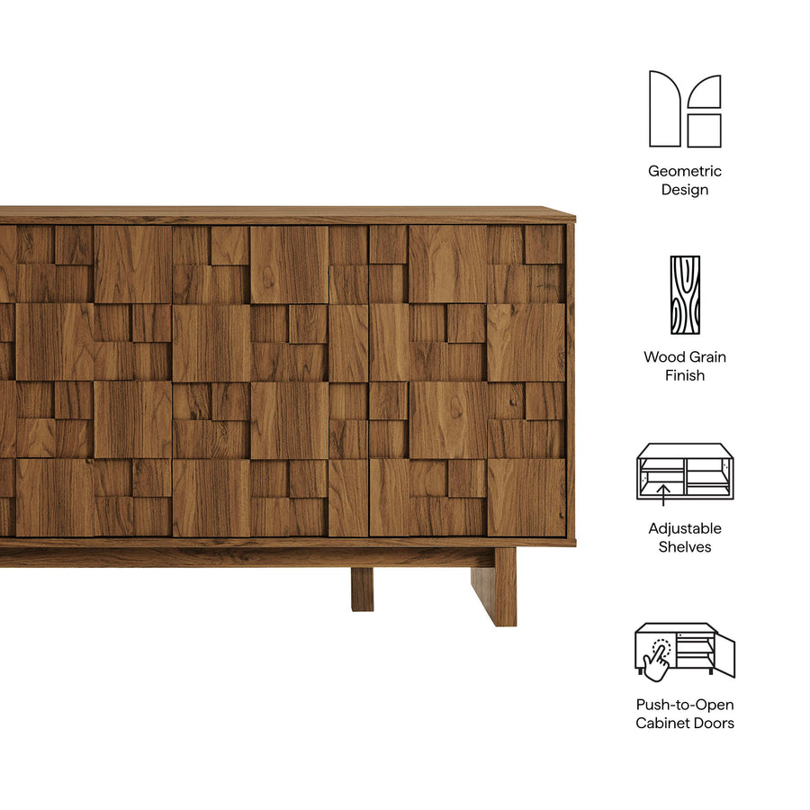 Hammerfest 59 Inch 4 Door Geometric Sideboard in Walnut