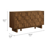Hammerfest 59 Inch 4 Door Geometric Sideboard in Walnut