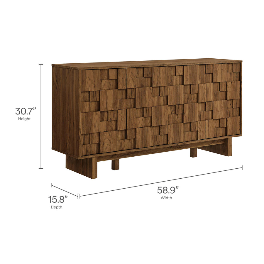 Hammerfest 59 Inch 4 Door Geometric Sideboard in Walnut