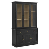 Yvaine 79 Inch Large Storage Display Cabinet in Black Oak