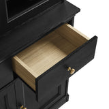 Yvaine 79 Inch Large Storage Display Cabinet in Black Oak