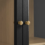 Yvaine 79 Inch Large Storage Display Cabinet in Black Oak
