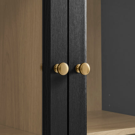 Amara 79 Inch Large Storage Display Cabinet in Black Oak
