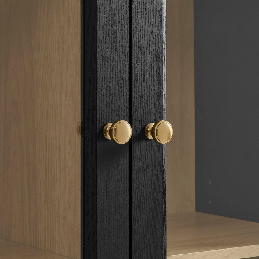 Yvaine 79 Inch Large Storage Display Cabinet in Black Oak