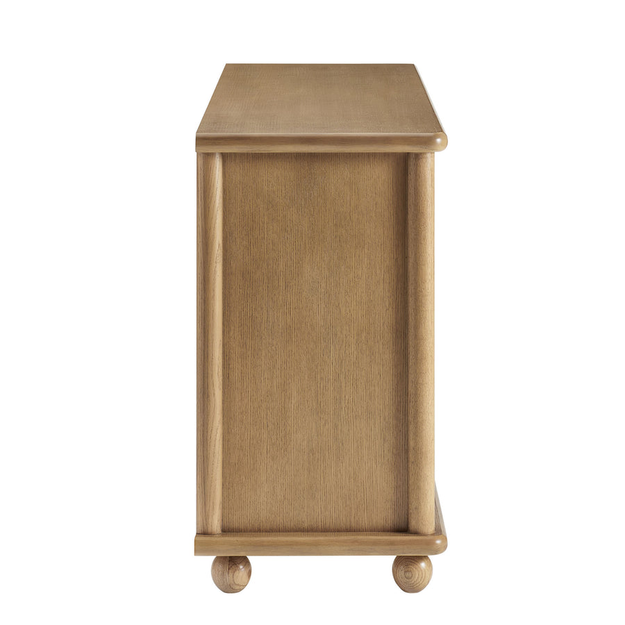 Peniscola 71 Inch Oak Wood Seagrass Sideboard in Oak