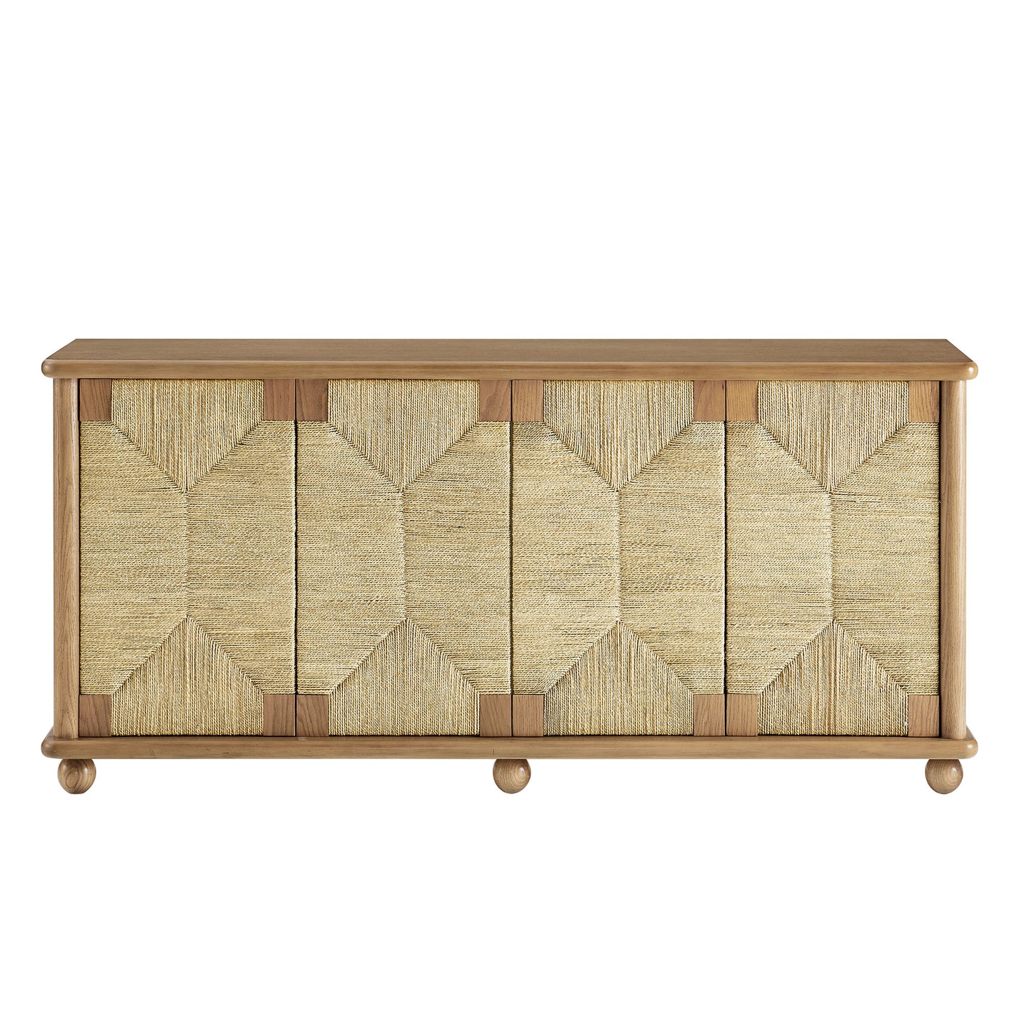 Marola 71 Inch Oak Wood Seagrass Sideboard by Furniture for America