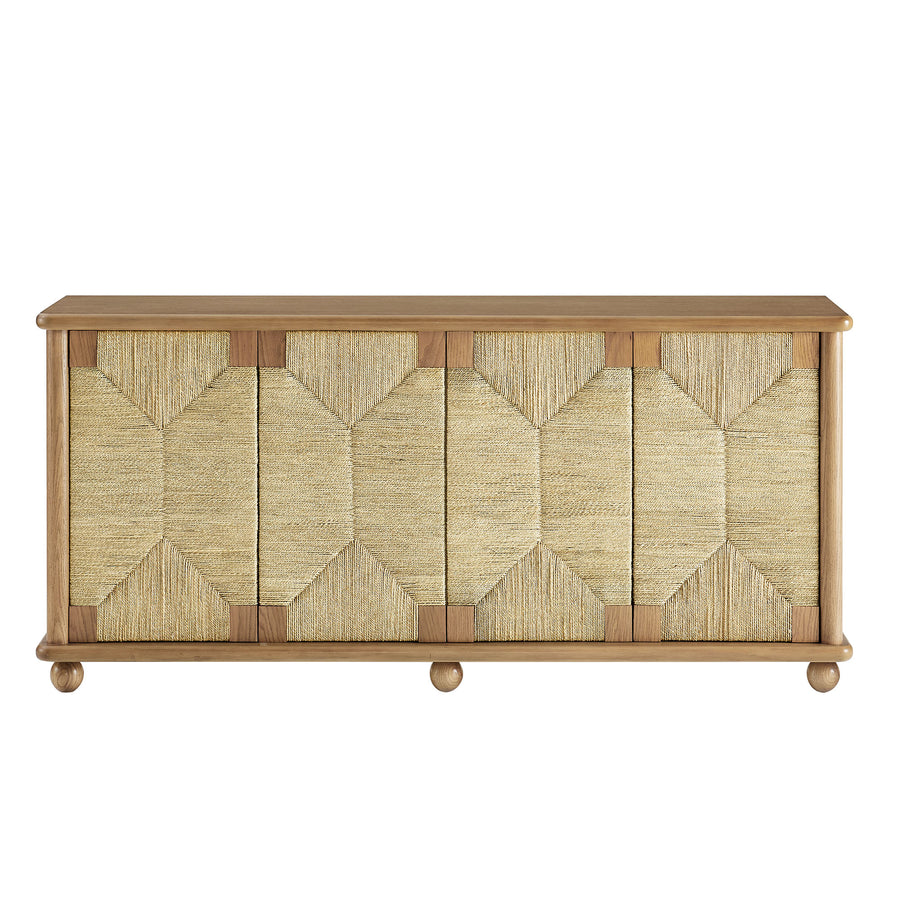 Peniscola 71 Inch Oak Wood Seagrass Sideboard in Oak
