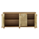 Peniscola 71 Inch Oak Wood Seagrass Sideboard in Oak