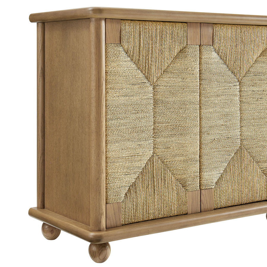 Peniscola 71 Inch Oak Wood Seagrass Sideboard in Oak