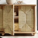 Peniscola 71 Inch Oak Wood Seagrass Sideboard in Oak