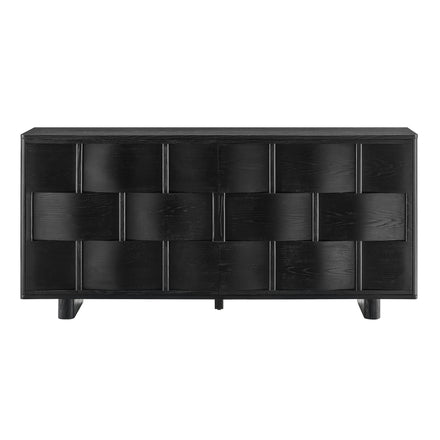 Foundry 71" Woven Design Buffet Storage Cabinet in Black