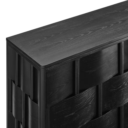Foundry 71" Woven Design Buffet Storage Cabinet in Black