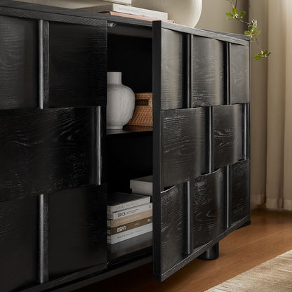 Foundry 71" Woven Design Buffet Storage Cabinet by Furniture for America