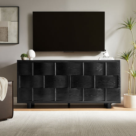 Foundry 71" Woven Design Buffet Storage Cabinet in Black
