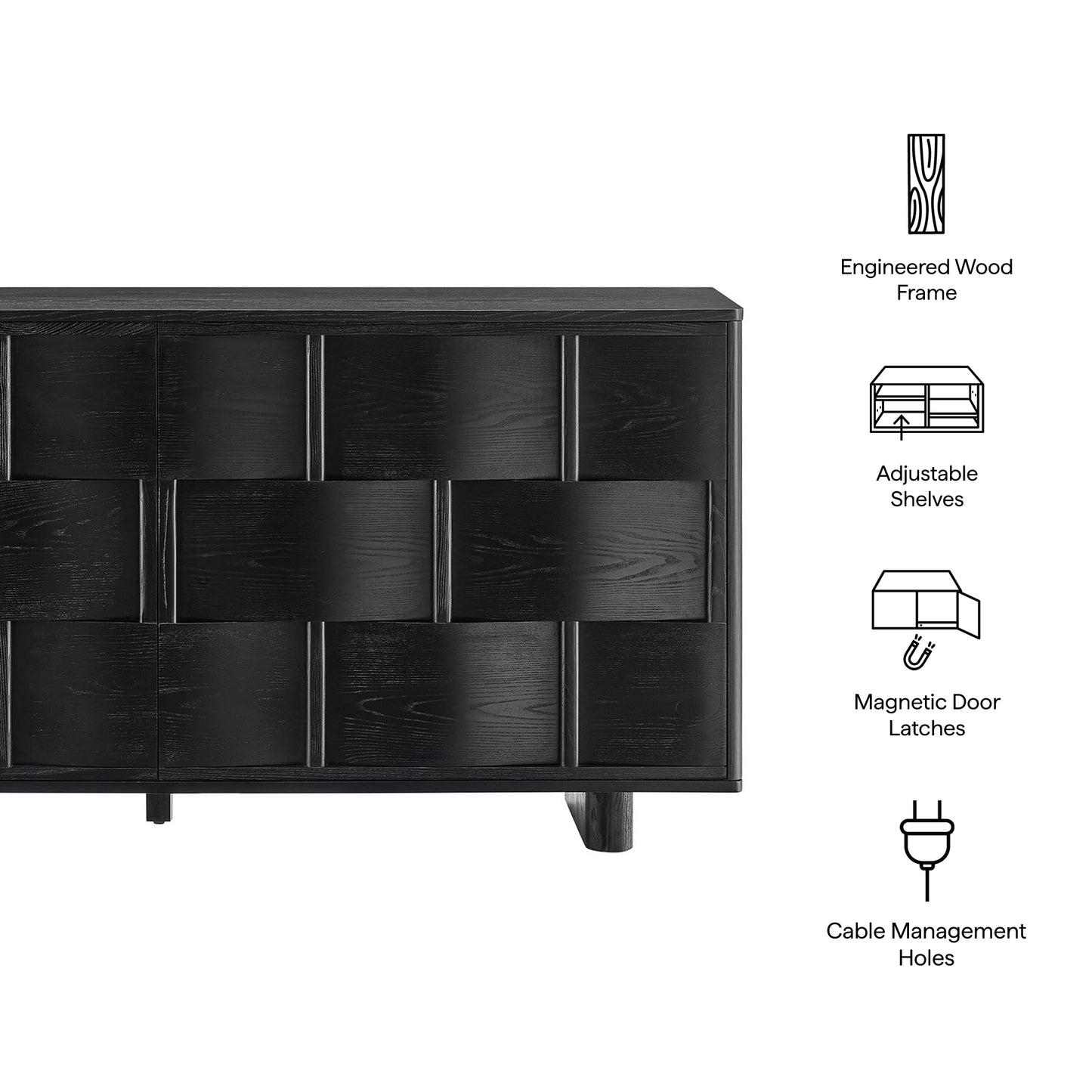 Foundry 71" Woven Design Buffet Storage Cabinet by Furniture for America