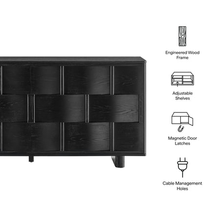 Foundry 71" Woven Design Buffet Storage Cabinet in Black