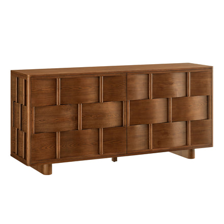 Foundry 71" Woven Design Buffet Storage Cabinet in Walnut