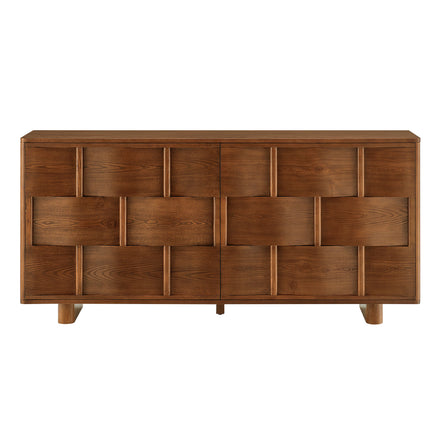 Foundry 71" Woven Design Buffet Storage Cabinet in Walnut
