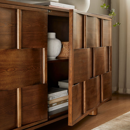 Foundry 71" Woven Design Buffet Storage Cabinet by Furniture for America
