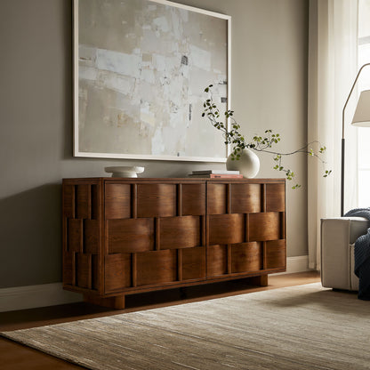 Foundry 71" Woven Design Buffet Storage Cabinet by Furniture for America