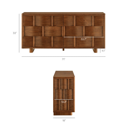 Foundry 71" Woven Design Buffet Storage Cabinet in Walnut