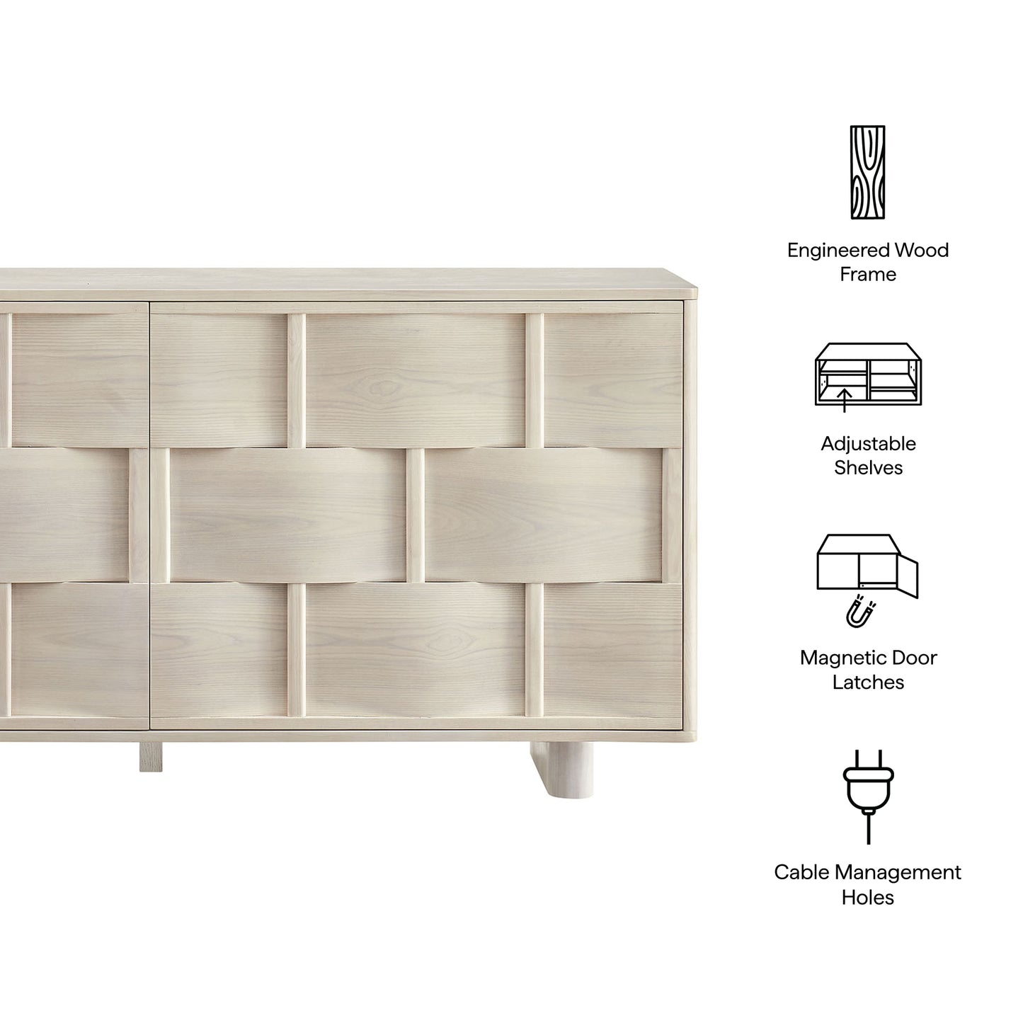 Foundry 71" Woven Design Buffet Storage Cabinet by Furniture for America