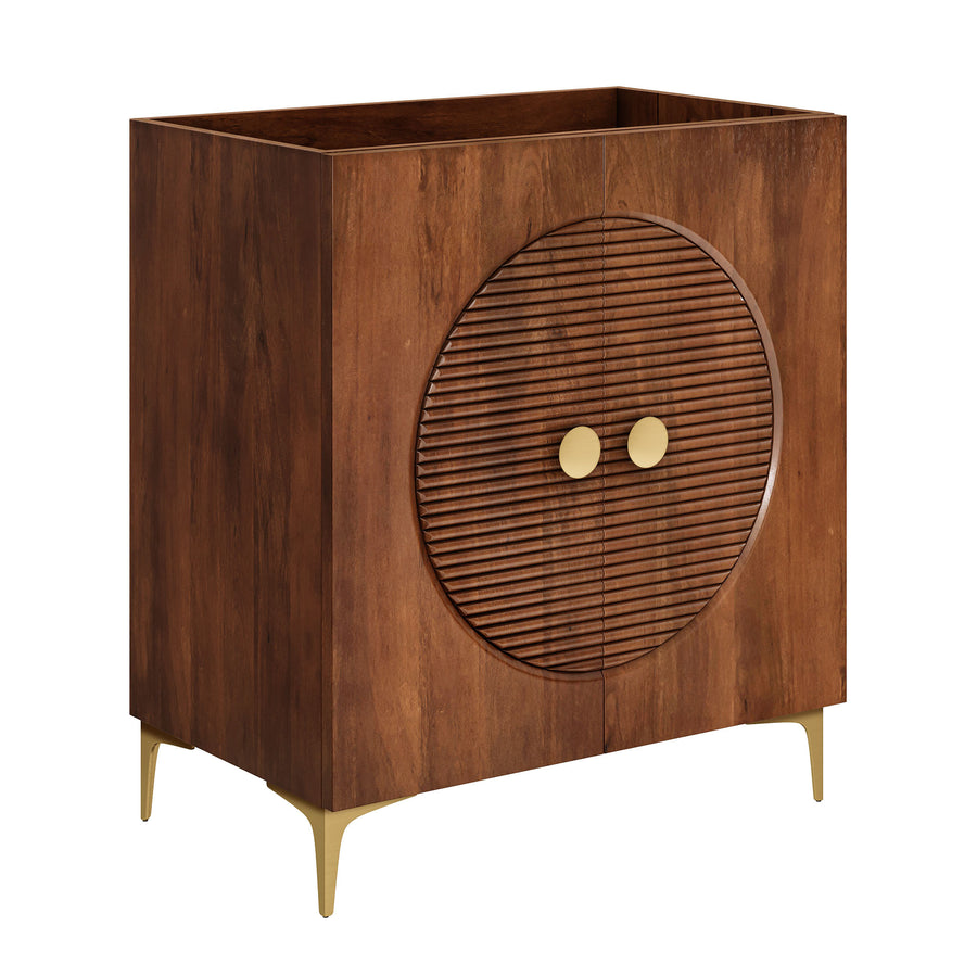 Inara 30" Fluted Wood Vanity Cabinet Without Sink in Walnut