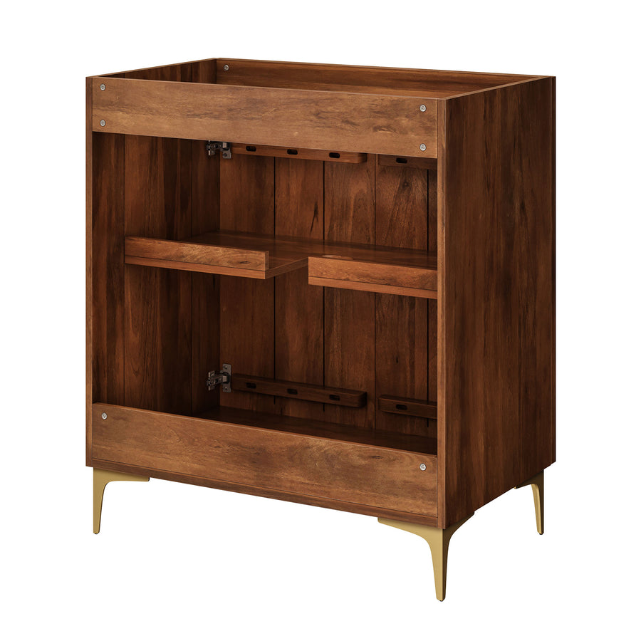 Inara 30" Fluted Wood Vanity Cabinet Without Sink in Walnut